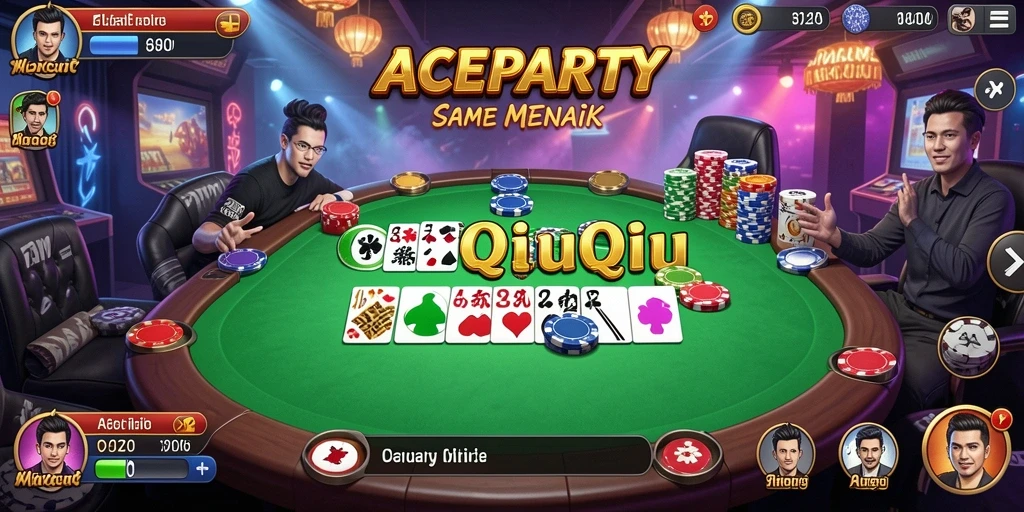 Tampilan gameplay seru dari ACEPARTY dengan interaksi antar pemain.