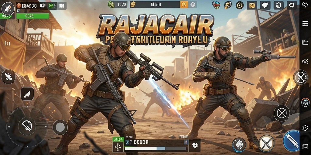 Tampilan gameplay RAJACAIR yang mendebarkan dalam pertarungan Battle Royale.