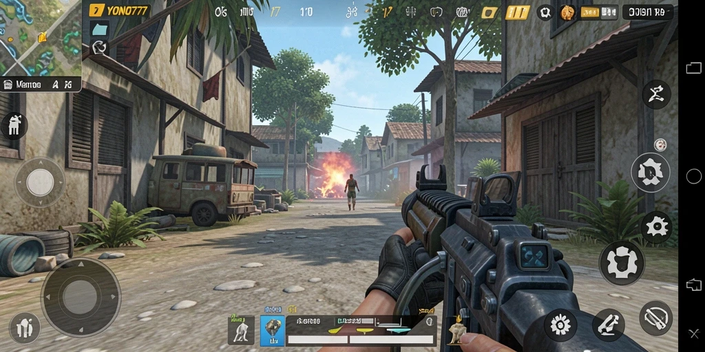 Tampilan gameplay seru YONO777 dalam aksi TPS.